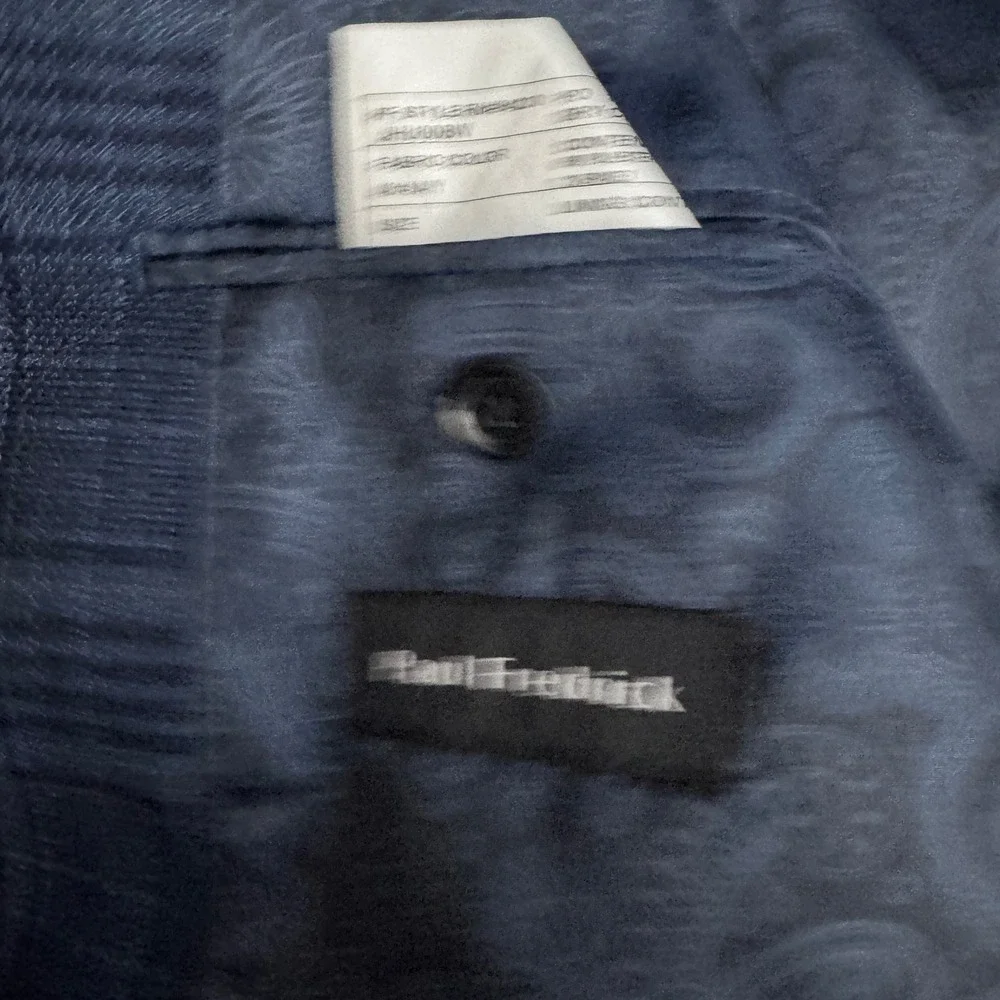 Paul Fredrick Blazer Mens 50L Navy Plaid Two Button Notch Lapel JHU008W